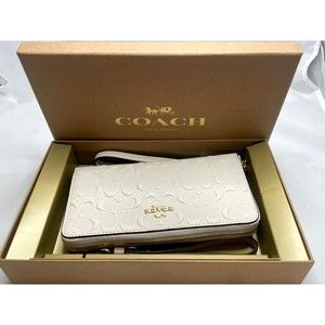 Coach Chalk Signature Long Zip Around Wallet Extra Strap Boxed Set C7220